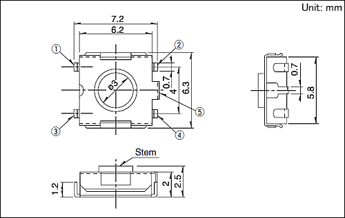 alps按鍵開(kāi)關(guān)SKHUPME010參考圖紙